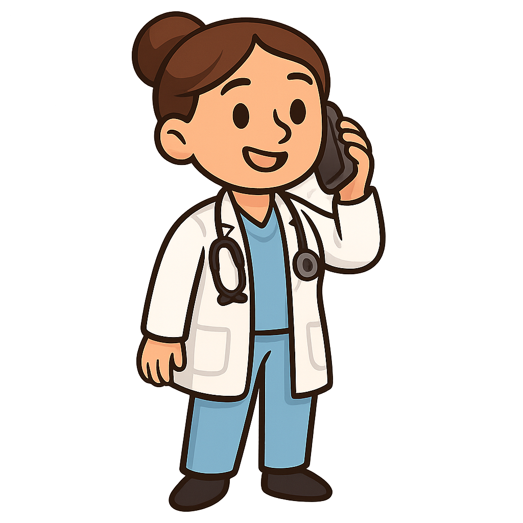 Freundliche Ärztin am Telefon